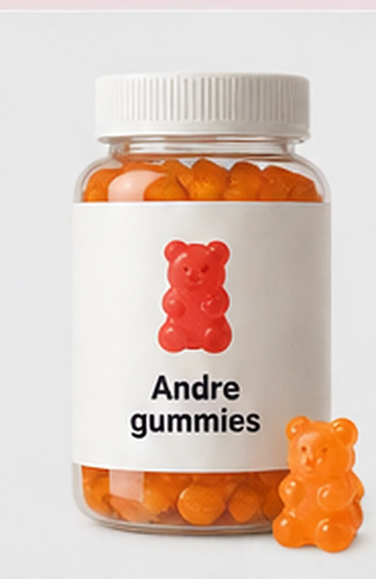 Generisk hvit krukke med gummy-bjørn på etiketten